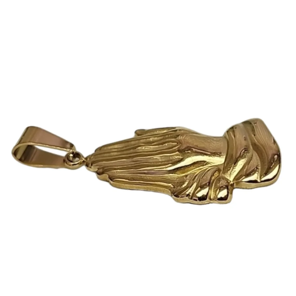 Praying Hands Pendant 18K Gold Stainless Steel Religious Jewelry Faith Necklace